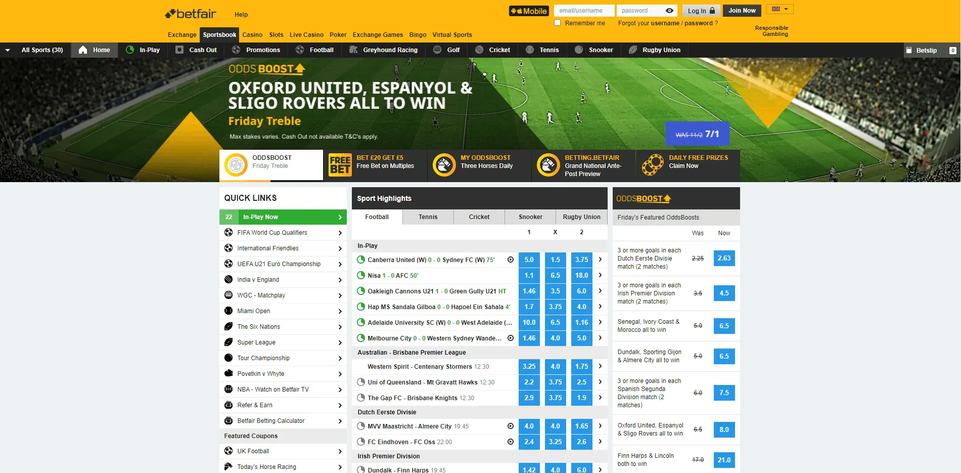 Betfair Website