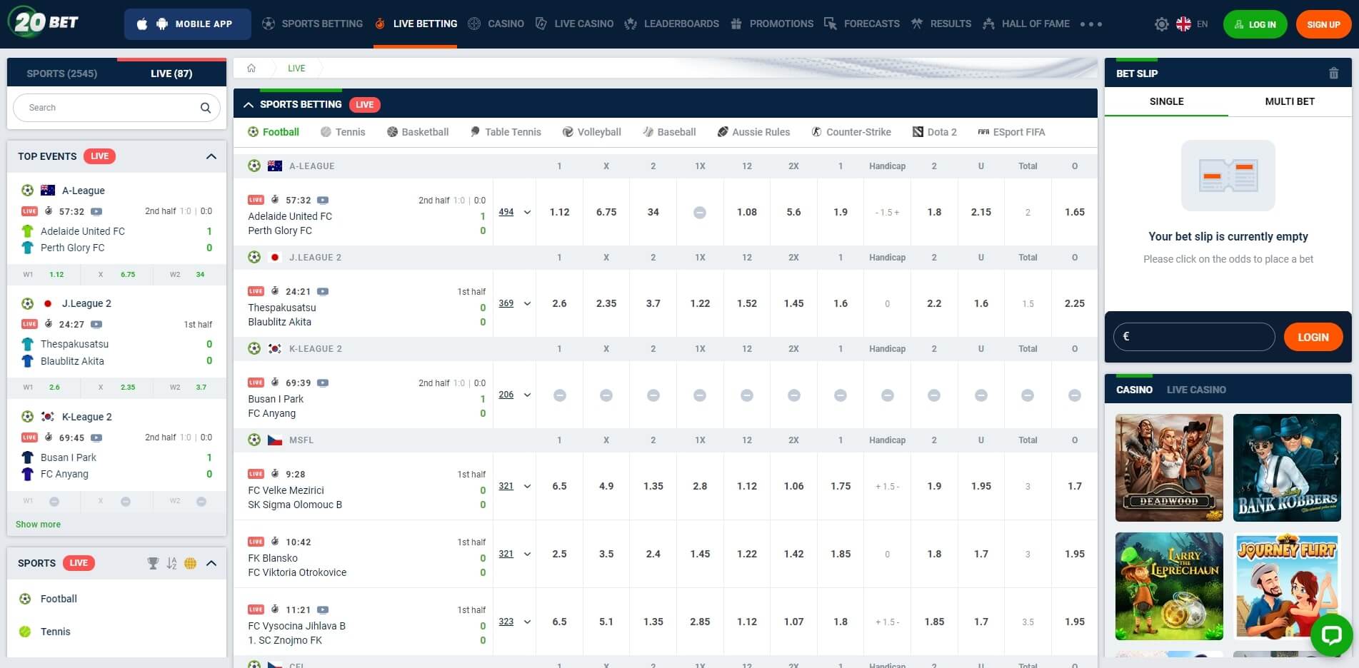 20bet Live Betting Live Betting 20bet