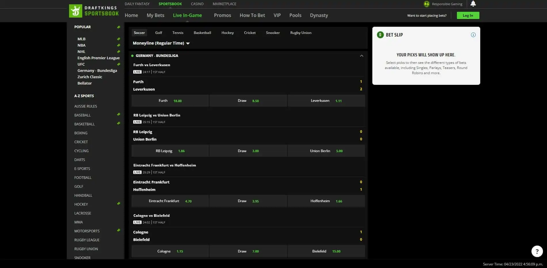 DraftKings’ live betting DraftKings live betting