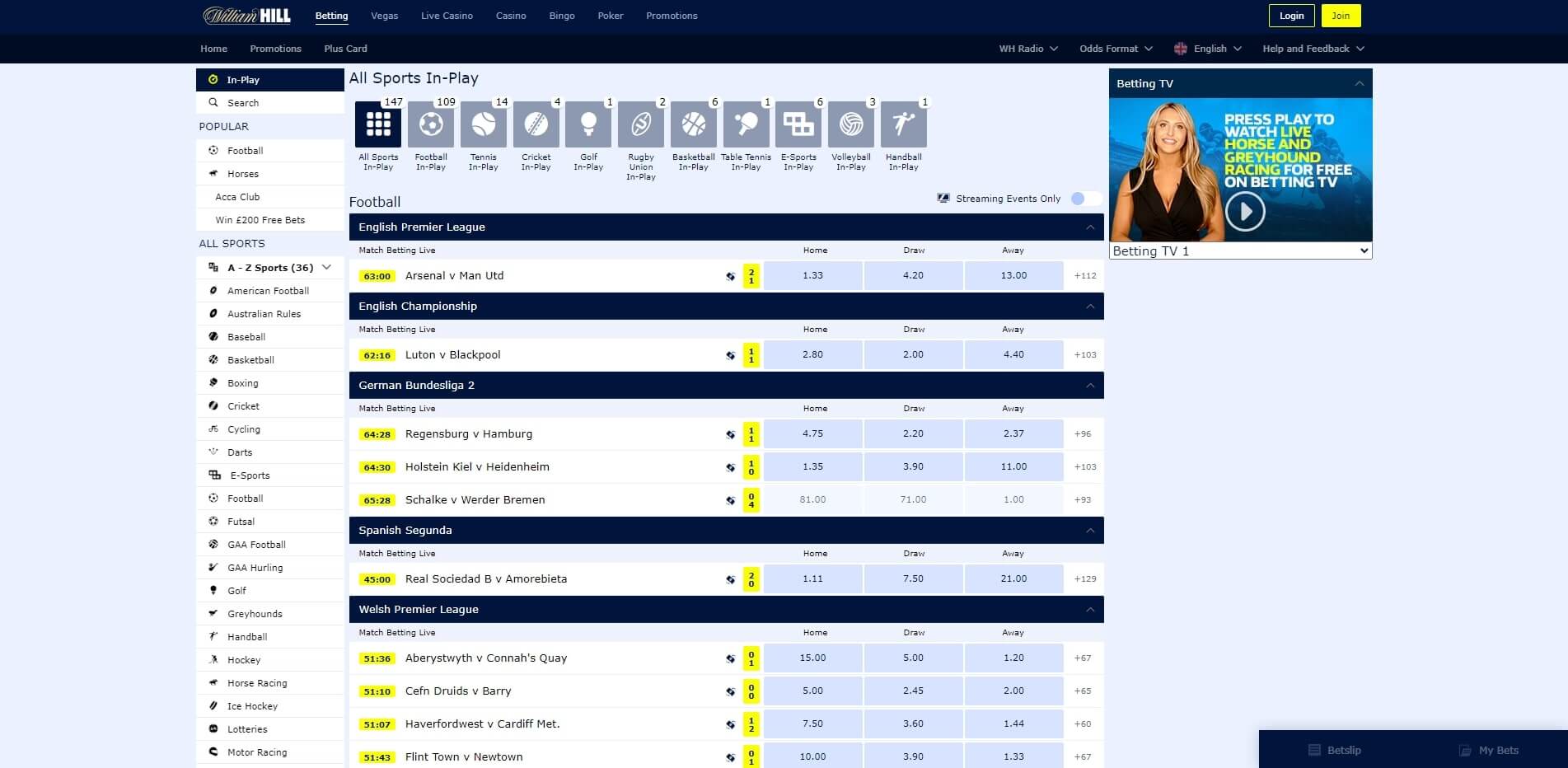 William Hill Live Betting