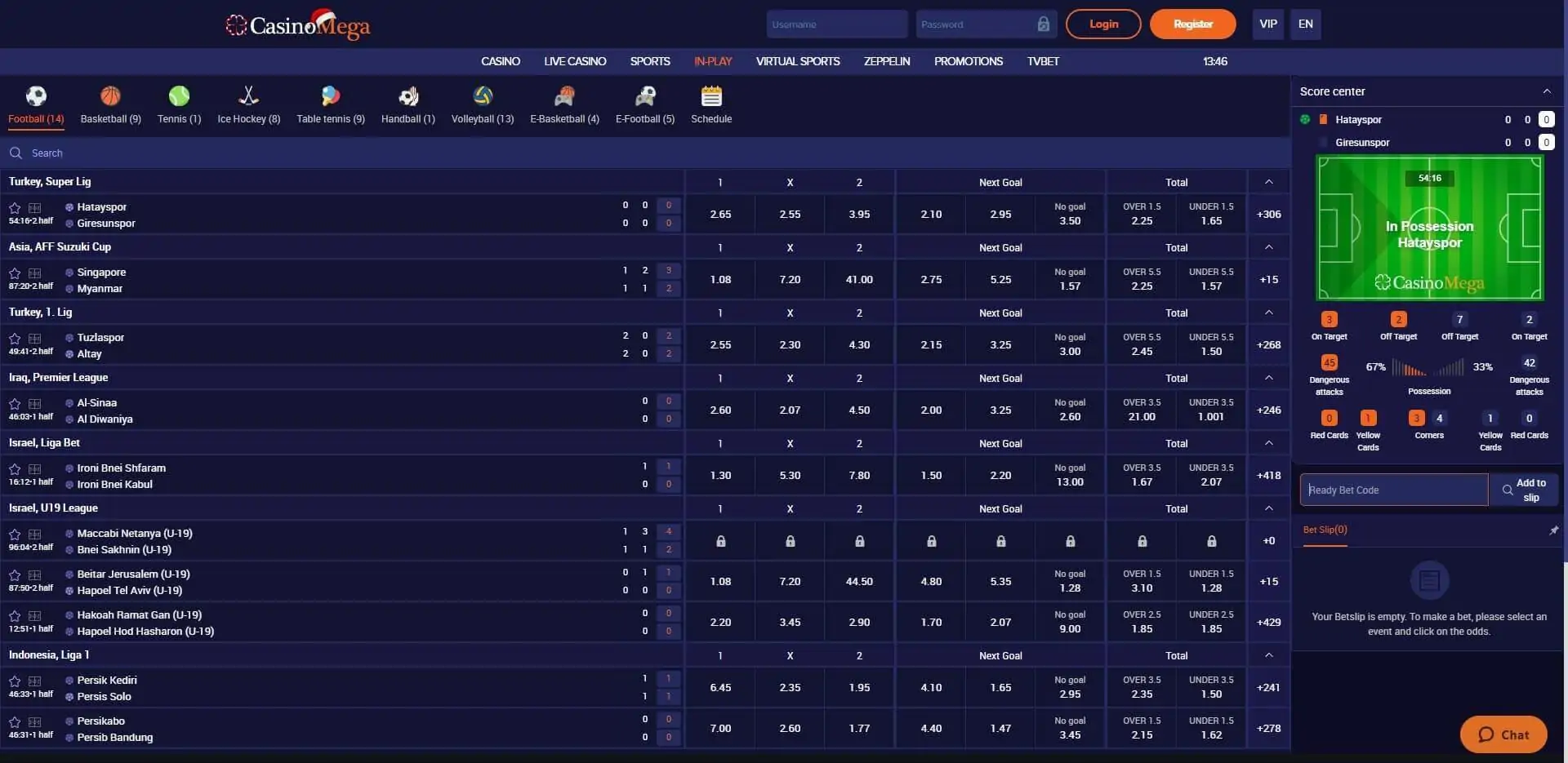 CasinoMega Live Betting