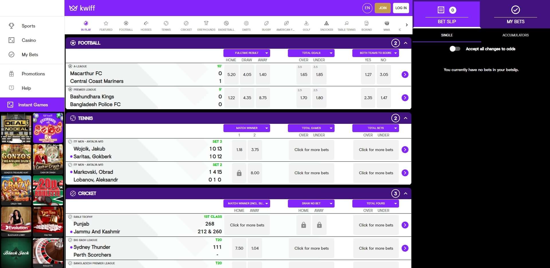 Live Betting Kwiff Kwiff Live Betting