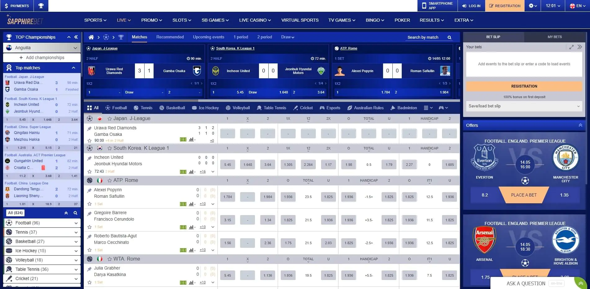 SapphireBet Live Betting