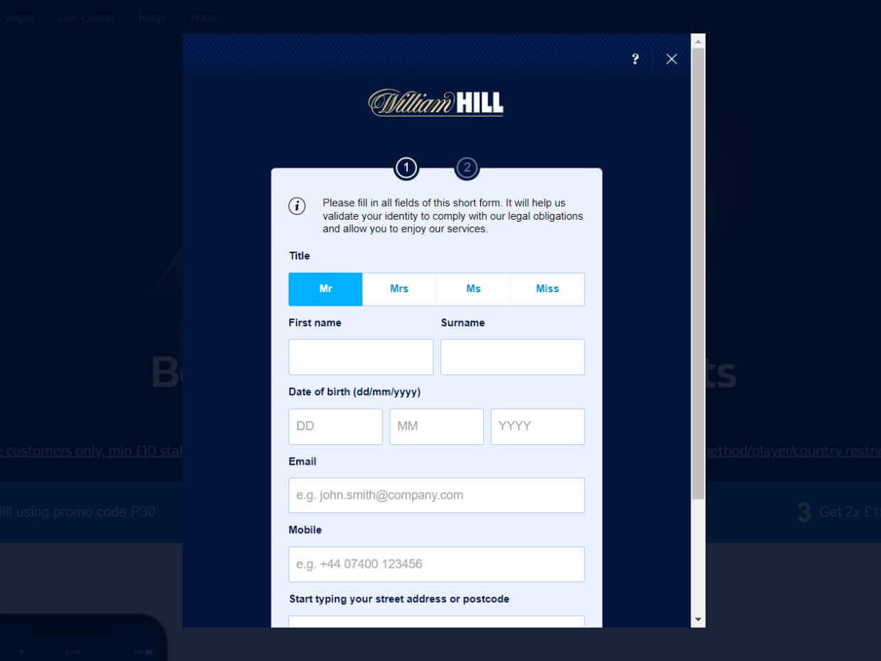 William Hill Registration