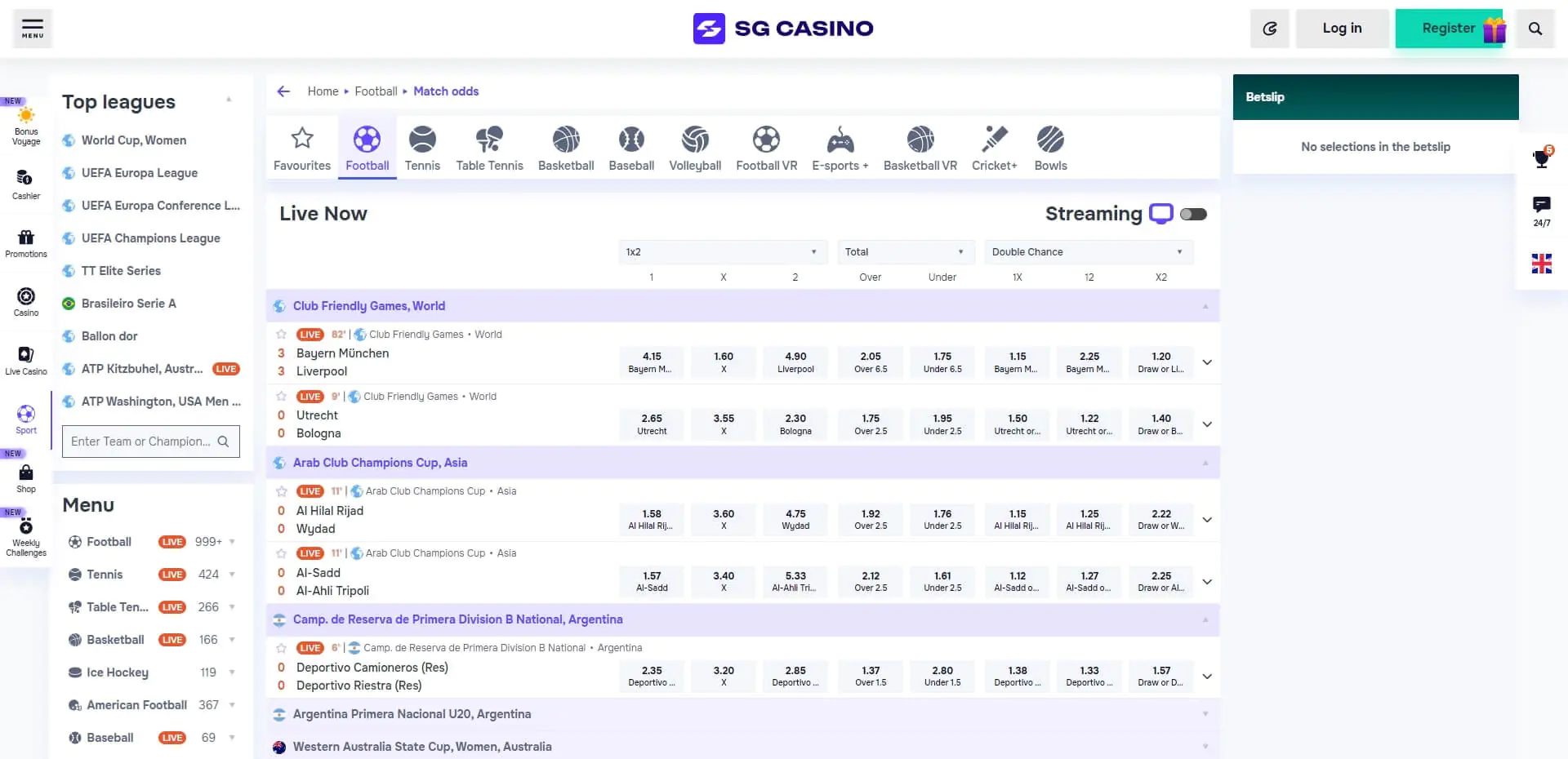 Live Betting SG Casino SG Casino Live Betting