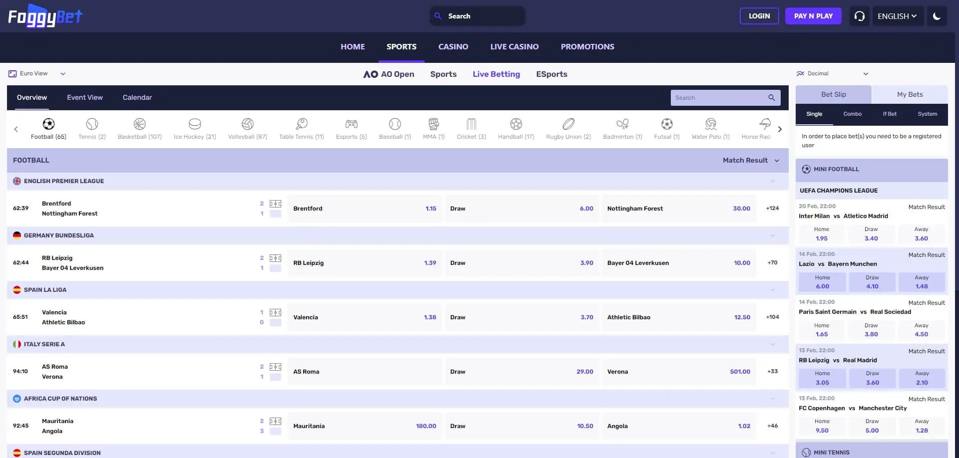 FoggyBet Live Betting