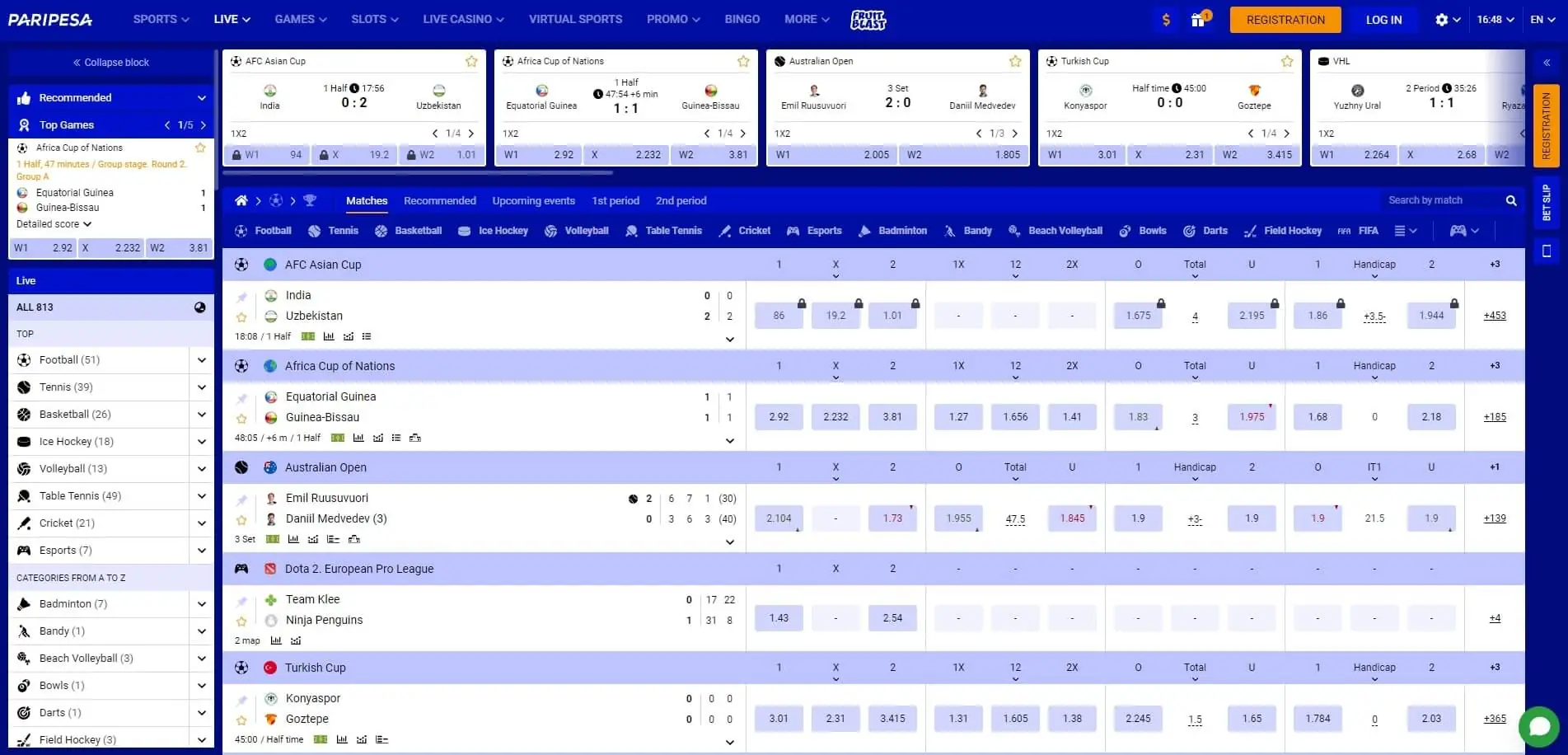 Paripesa Live Betting