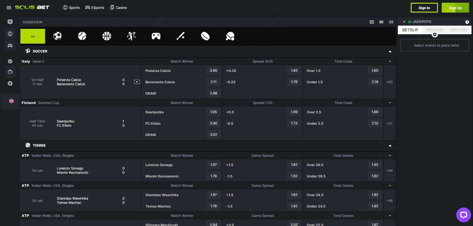 Live Betting Solisbet