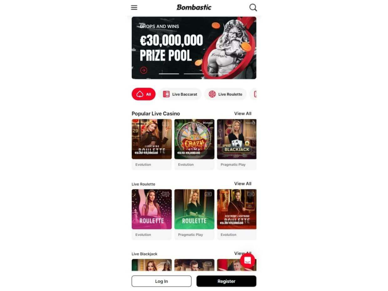 Bombastic Mobile Live Casino Mobile Live Casino Bombastic