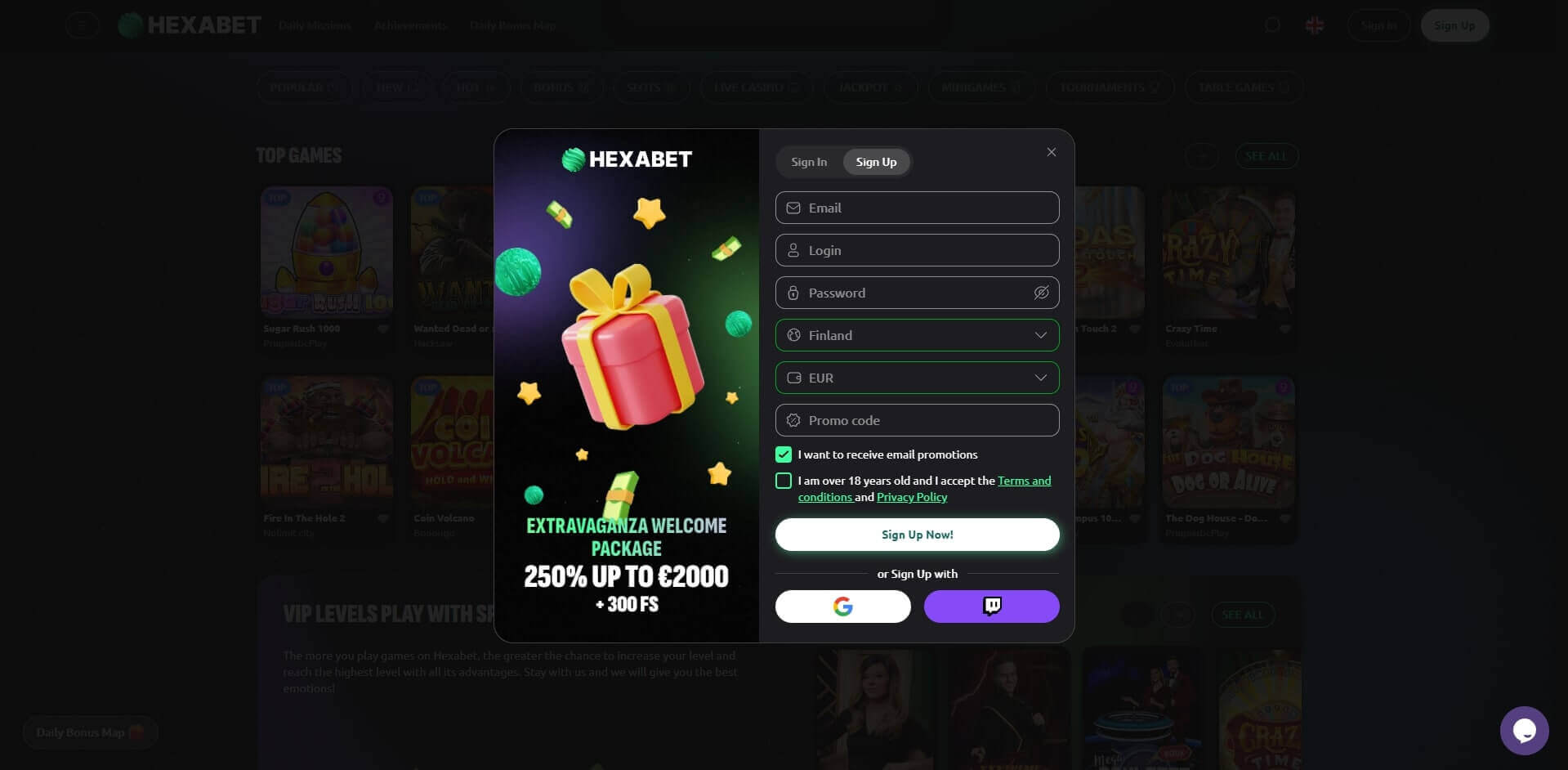 Hexabet Sign Up Sign Up Process at Hexabet