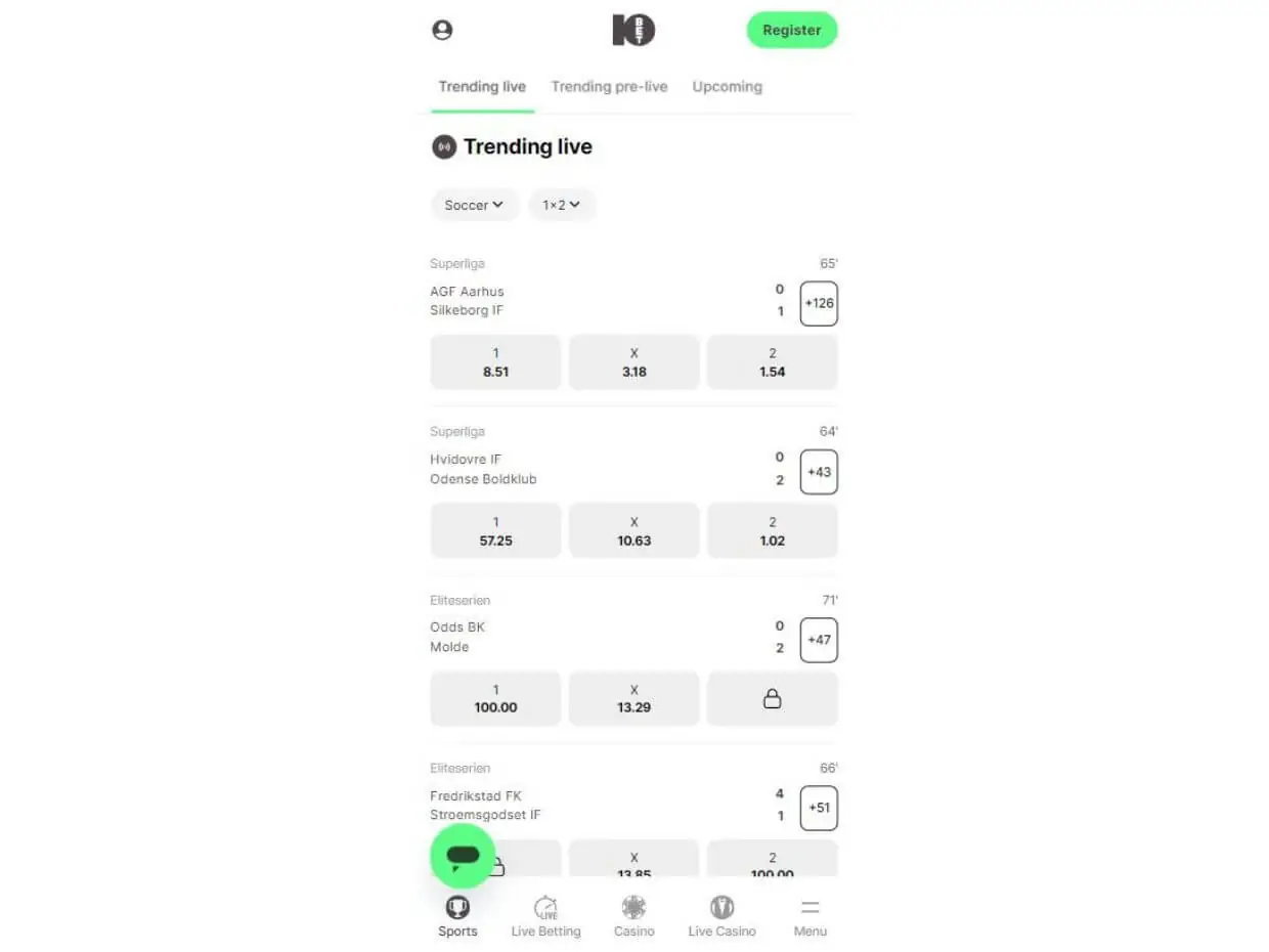 Mobile Live Betting 10Bet