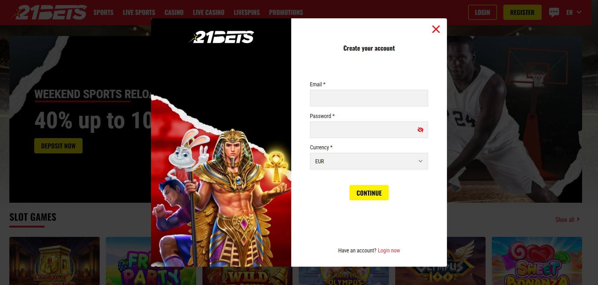 Sign Up 21Bets