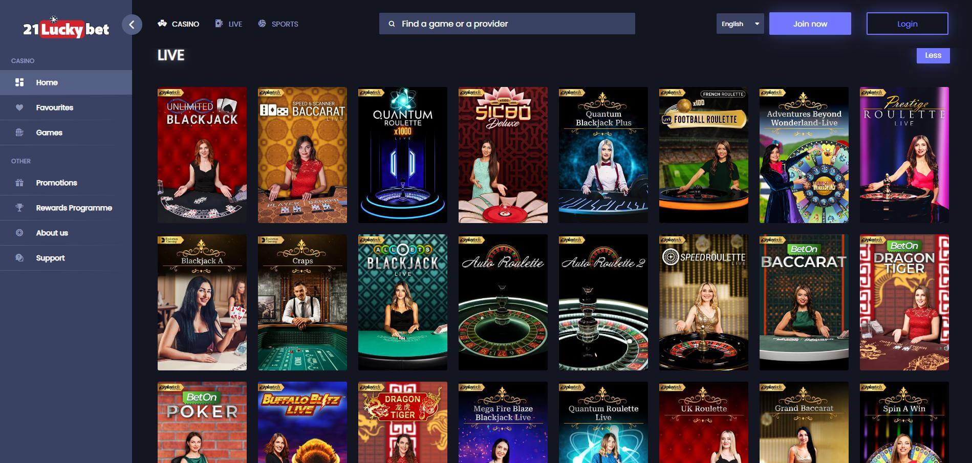 21LuckyBet Casino Live Casino Live 21LuckyBet