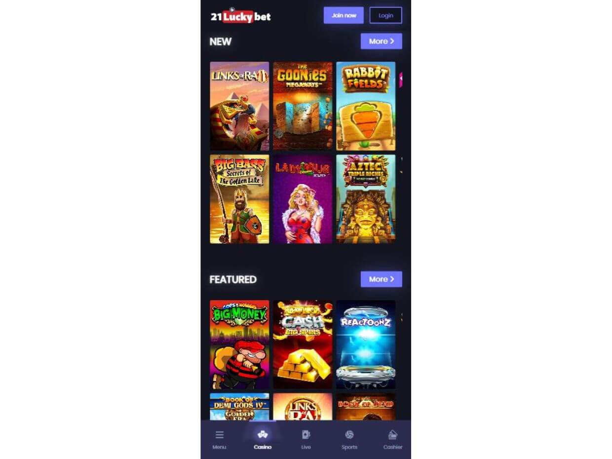 21LuckyBet Mobile Casino Mobile Casino 21LuckyBet