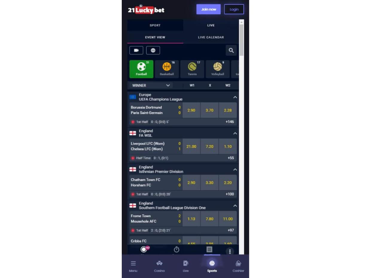 21LuckyBet Mobile Live Betting Mobile Live Betting 21LuckyBet