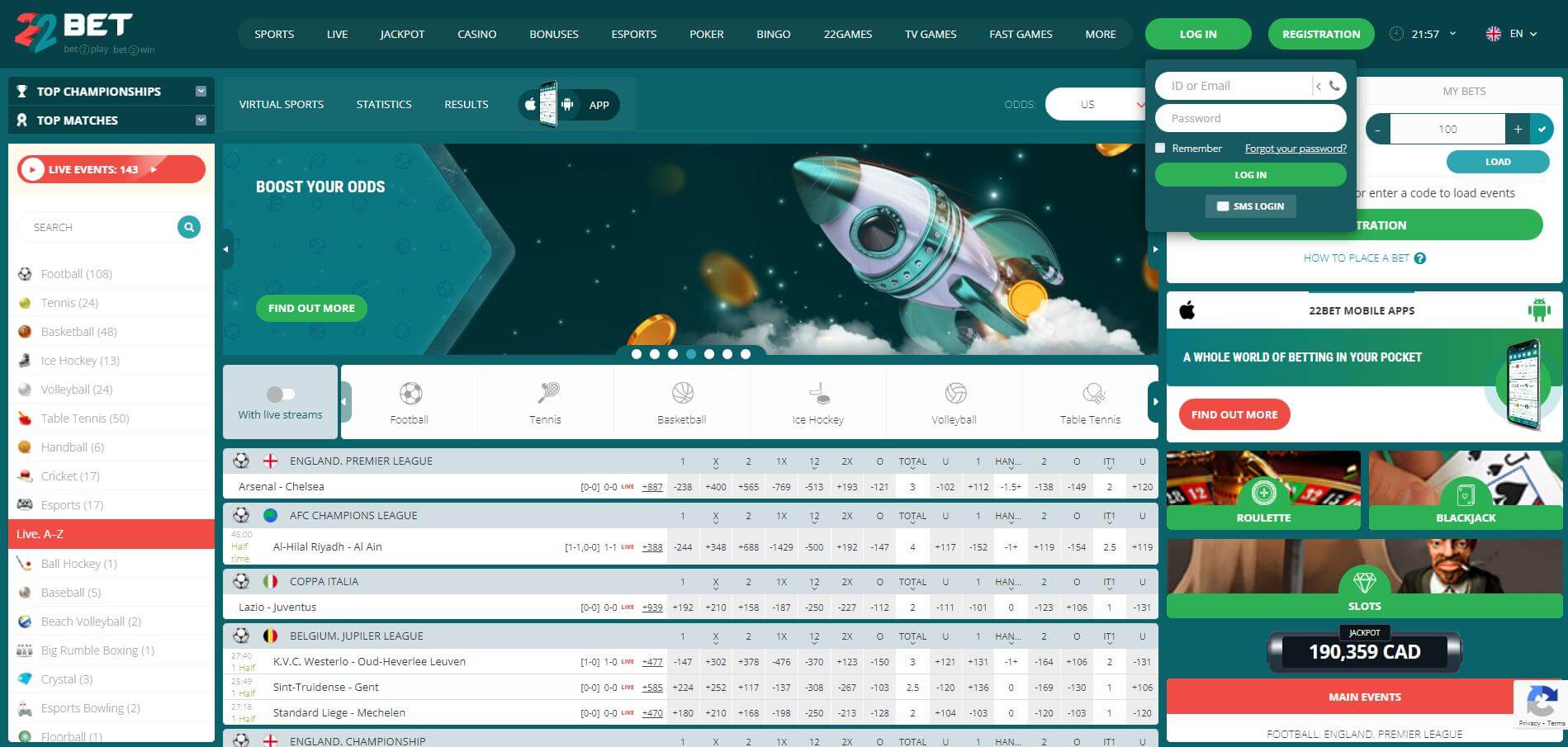 22bet Log In