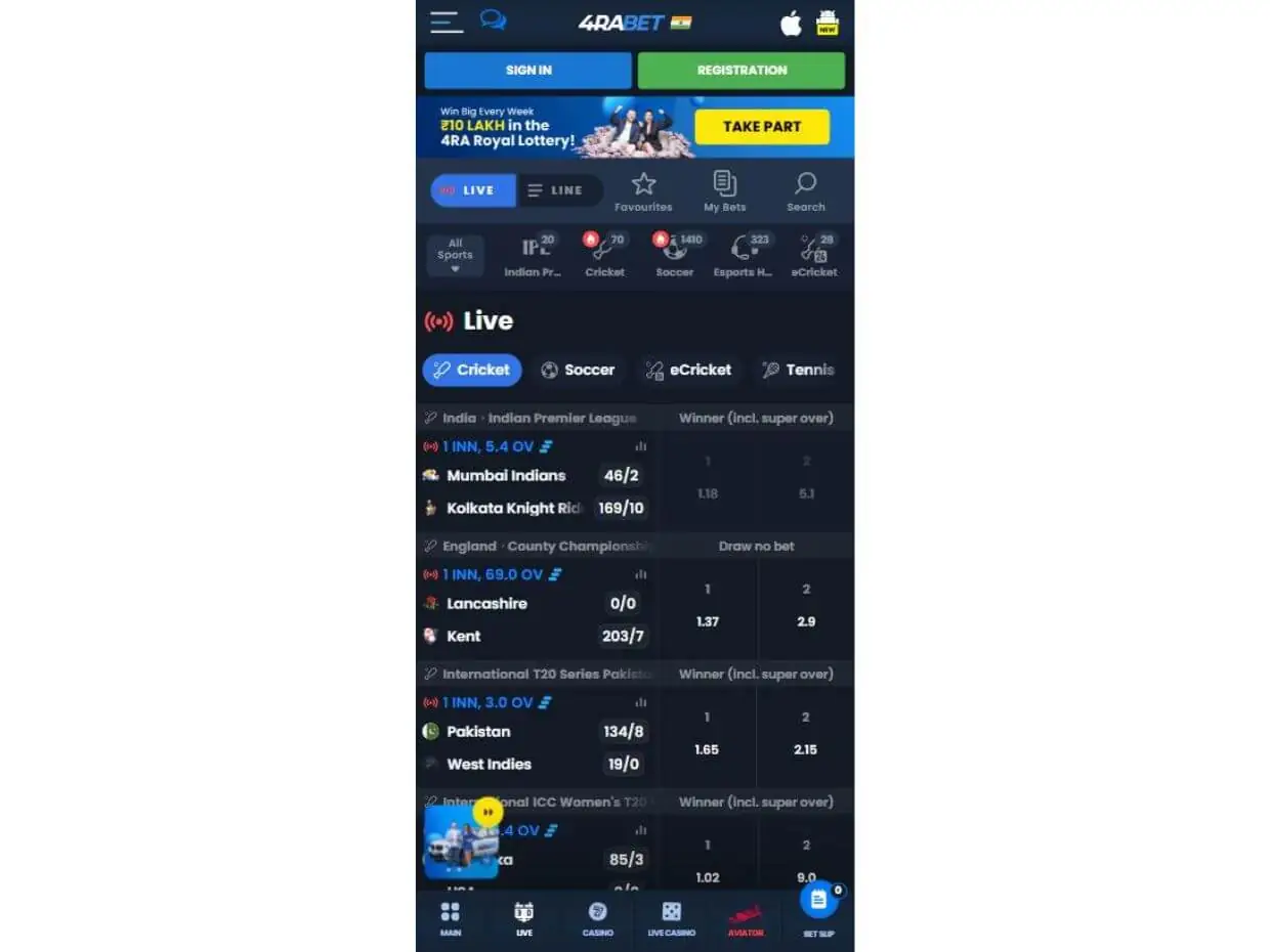 Mobile Live Betting 4Rabet