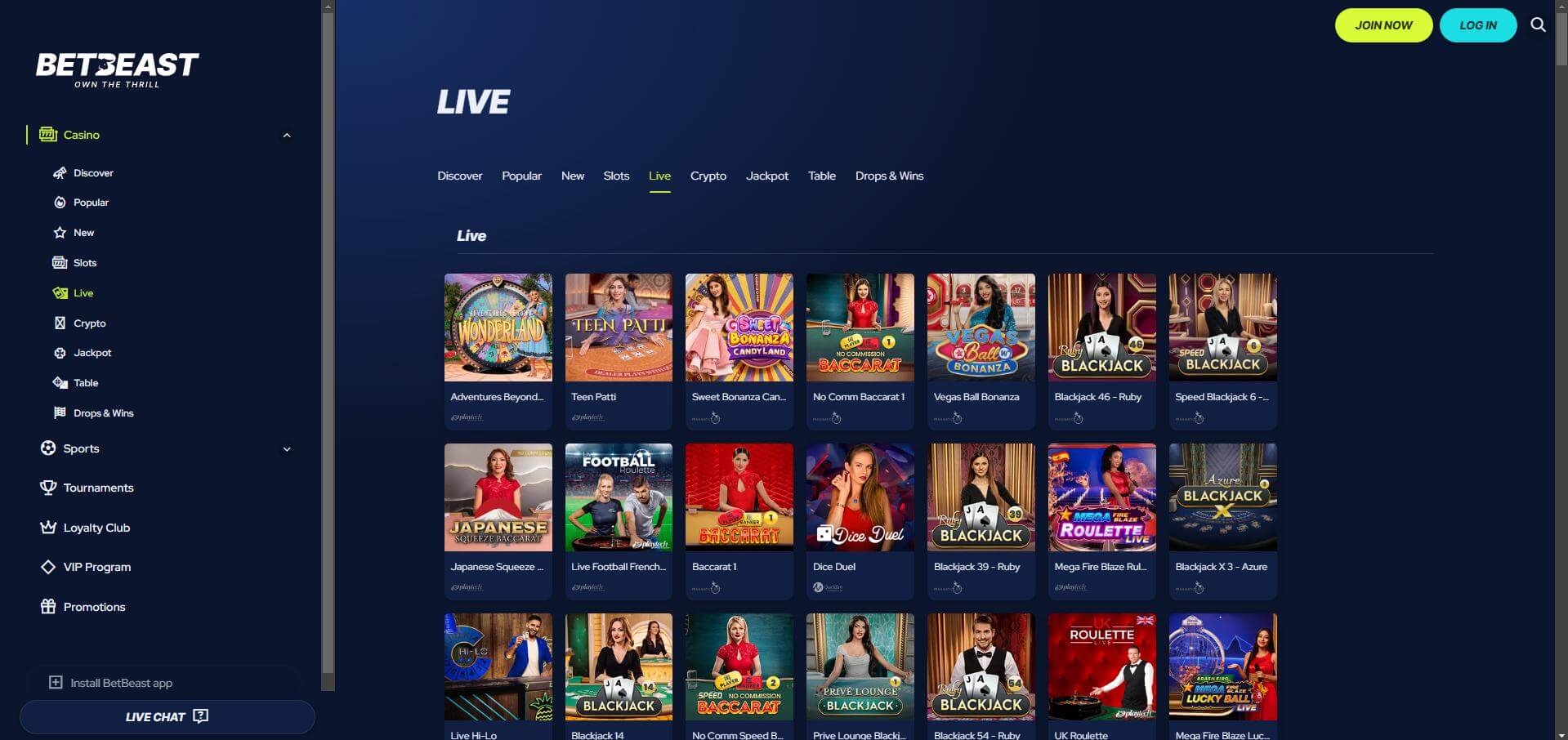 BetBeast Casino Live Casino Live BetBeast