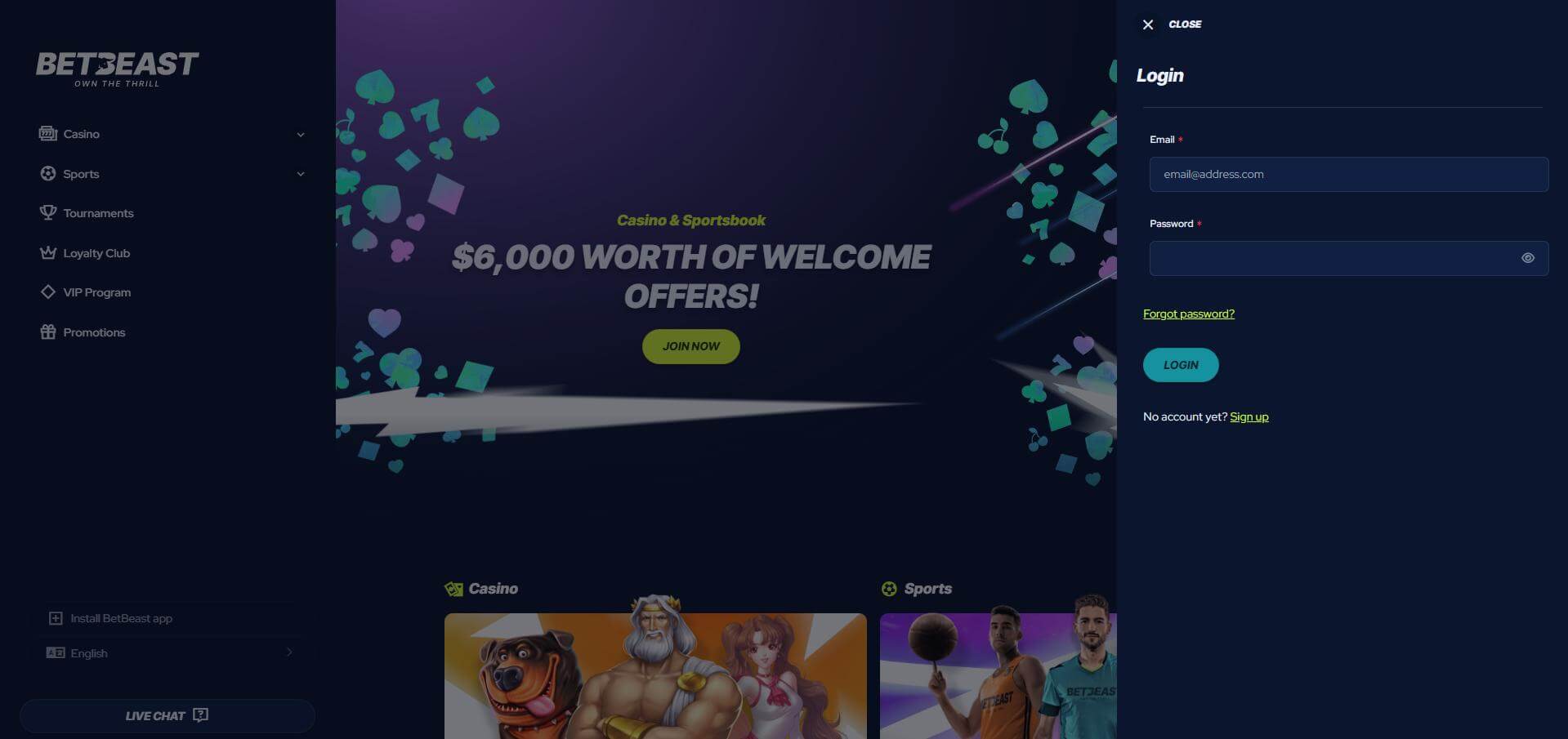 BetBeast Log in Log in BetBeast