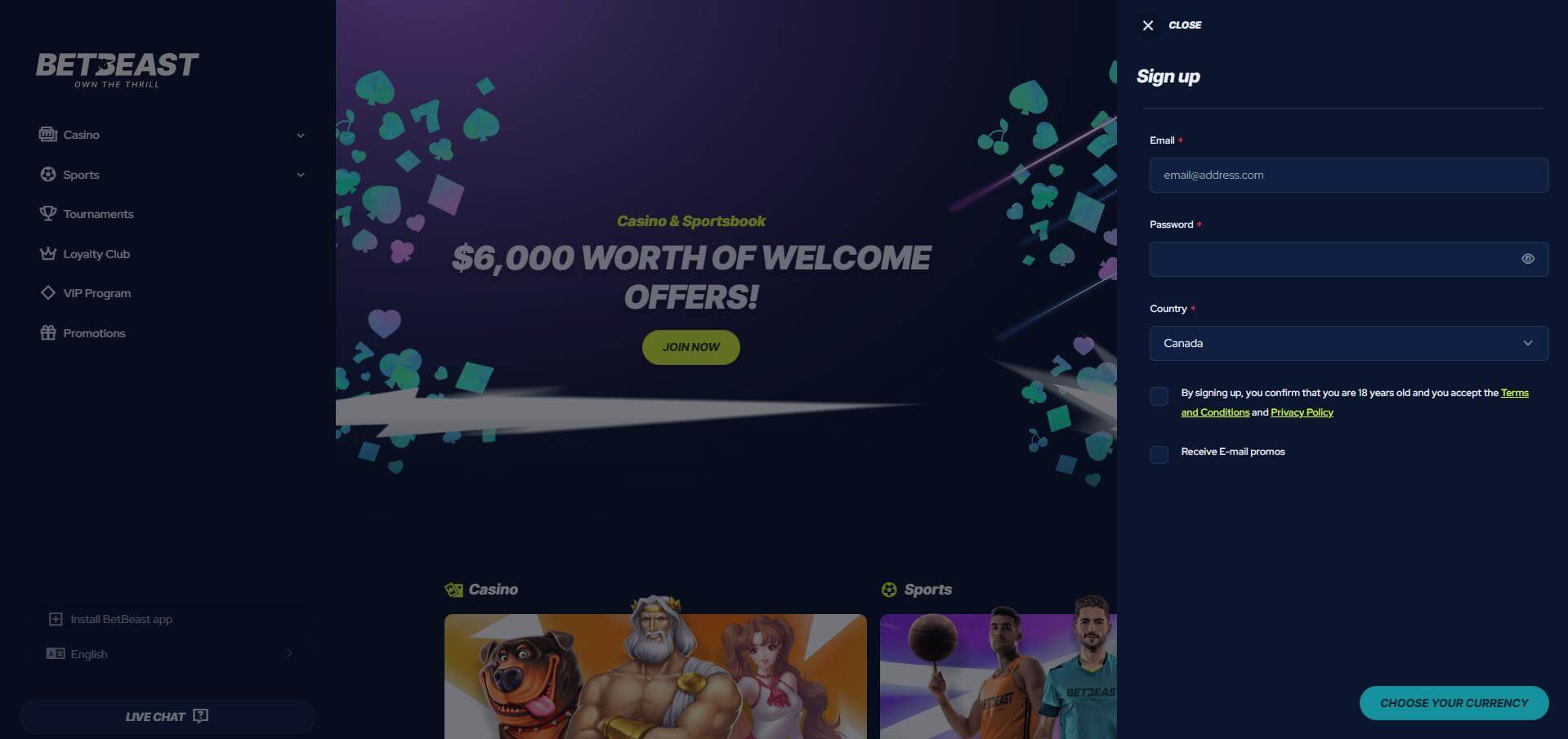 BetBeast Sign Up Sign Up BetBeast