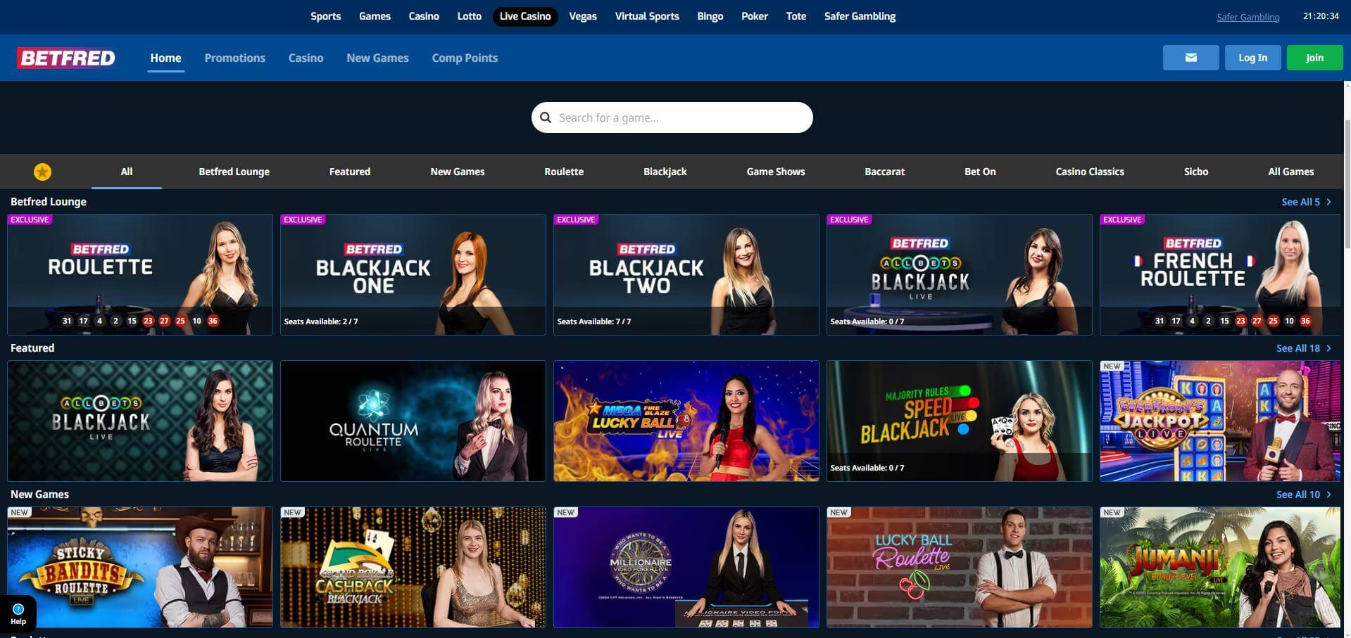 Betfred Casino Live Casino Live Betfred
