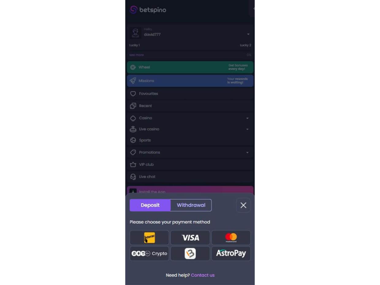 Mobile Deposit Betspino