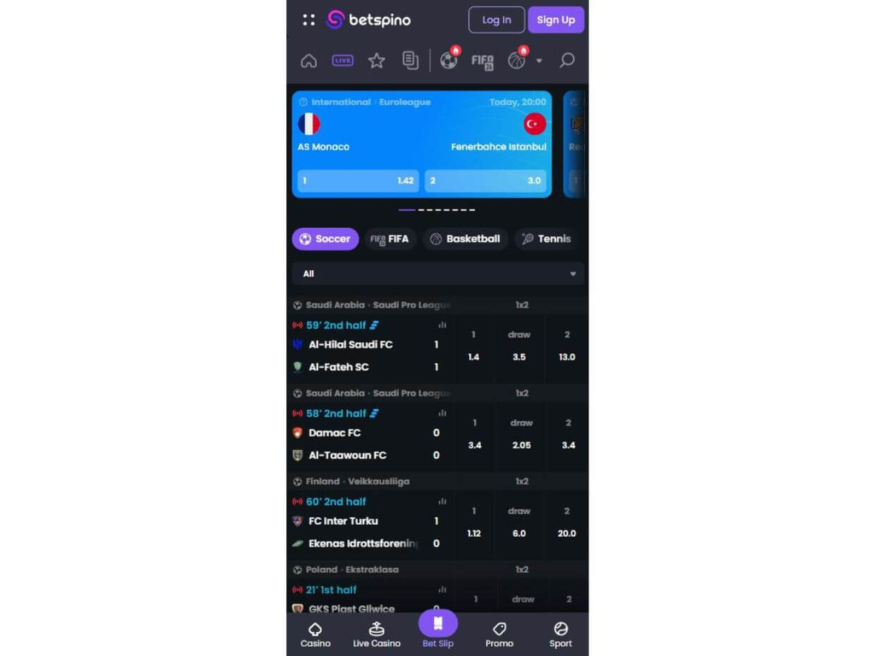 Mobile Live Betting Betspino
