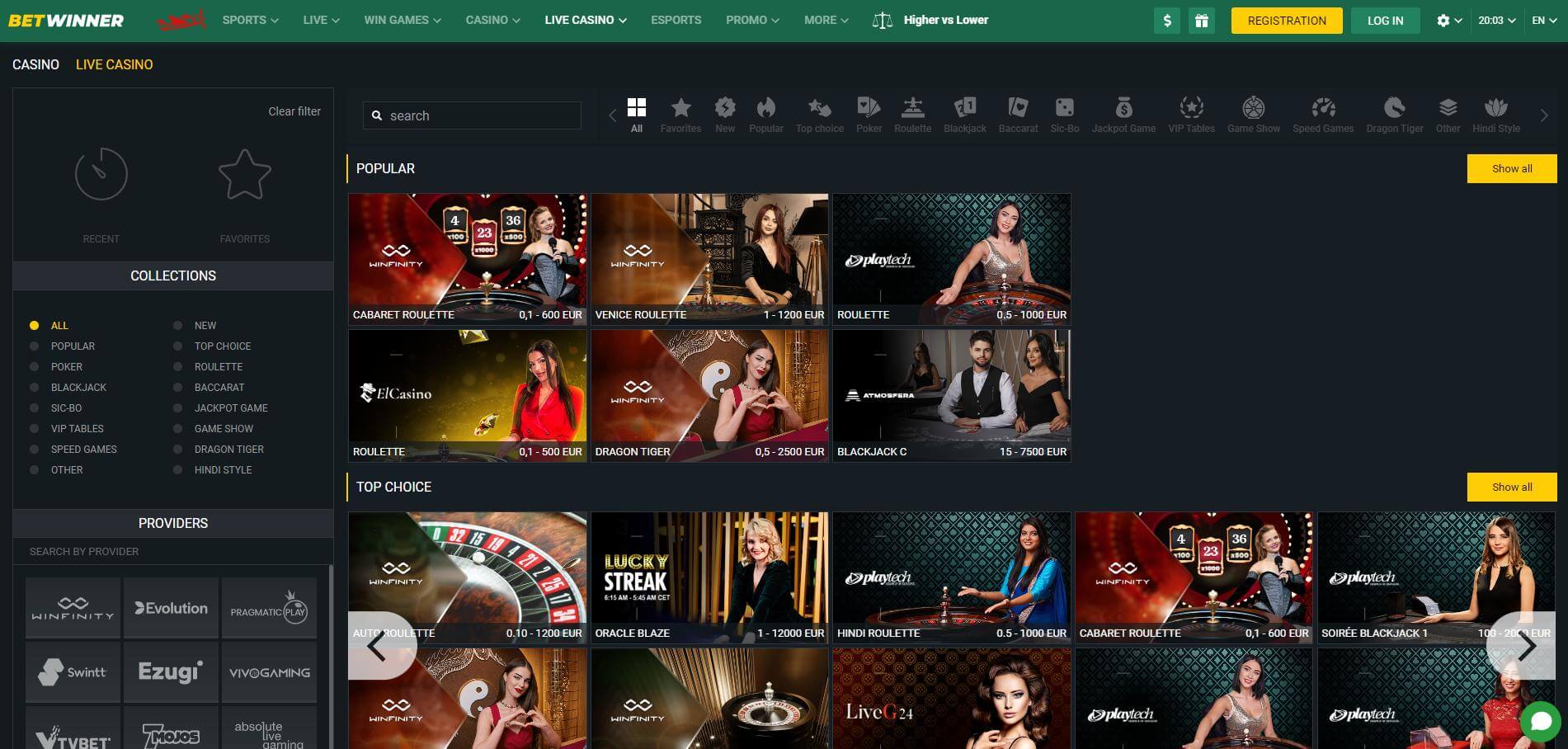 BetWinner Casino Live Casino Live BetWinner