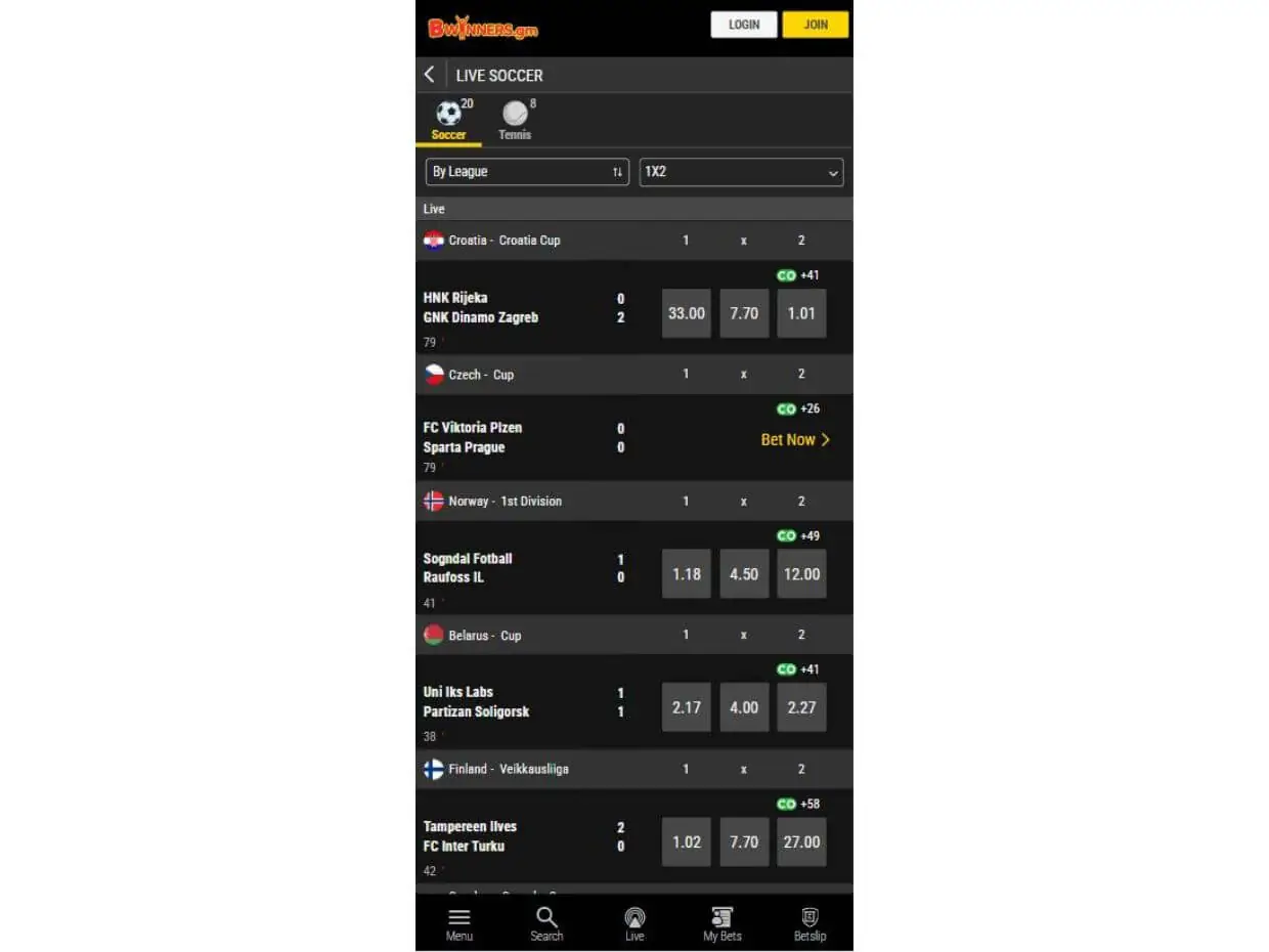 Mobile Live Betting Bwinners