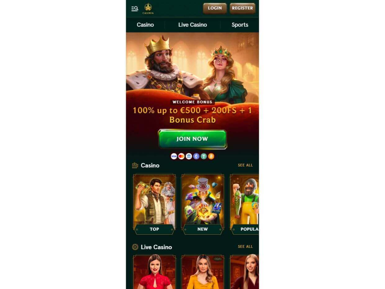 Casinia Mobile Start