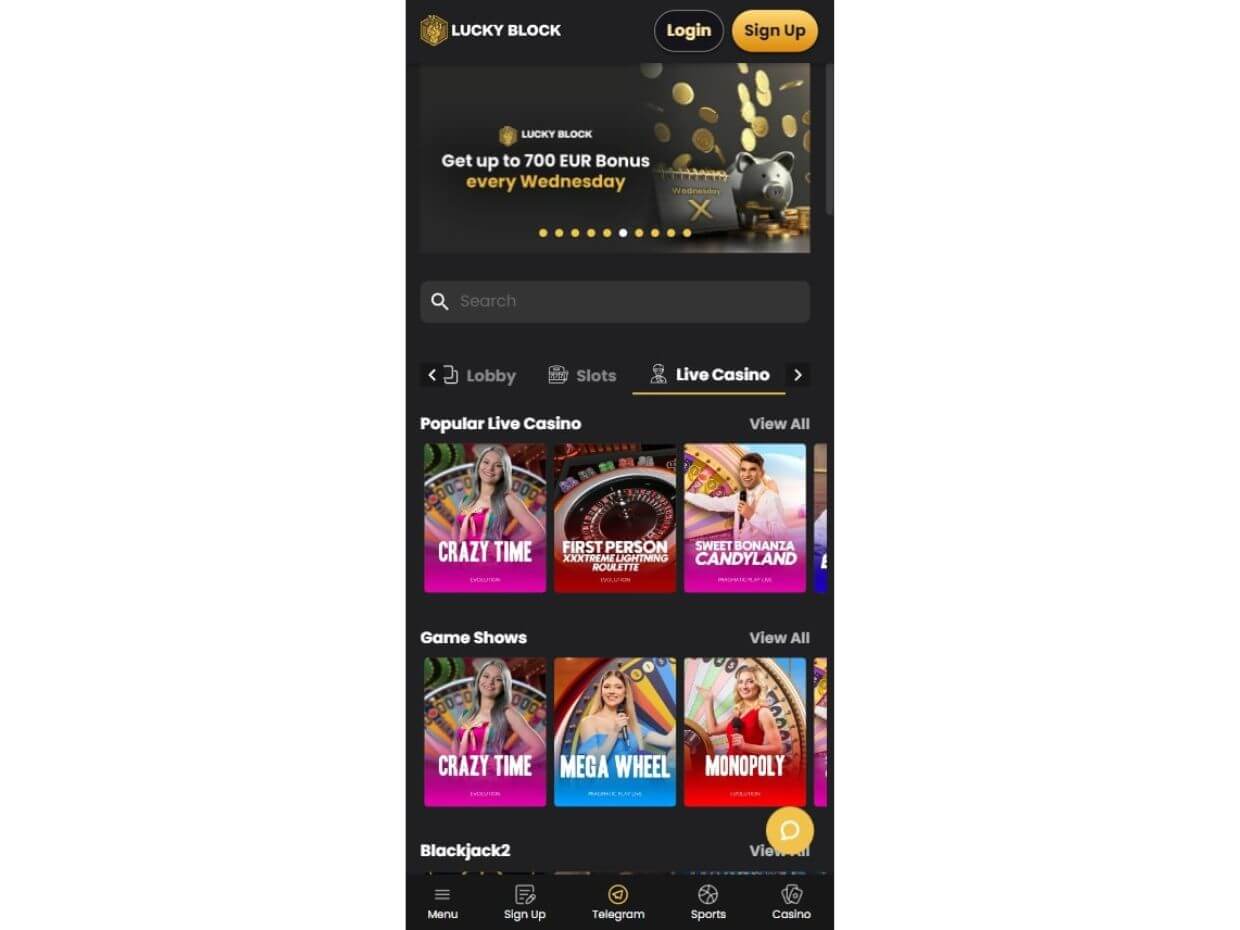 LuckyBlock Mobile Live Casino Mobile Live Casino LuckyBlock