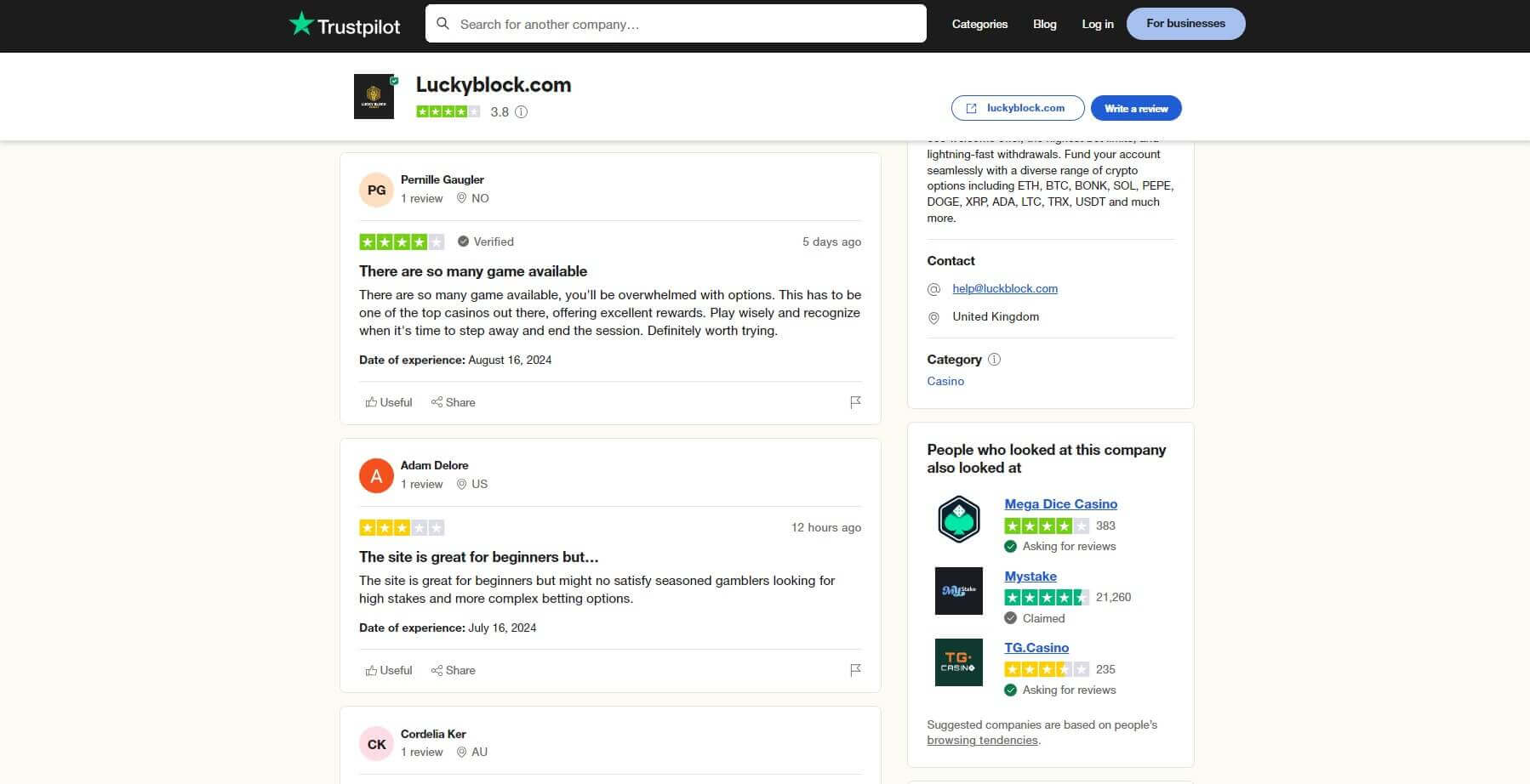 LuckyBlock Trustpilot Trustpilot LuckyBlock