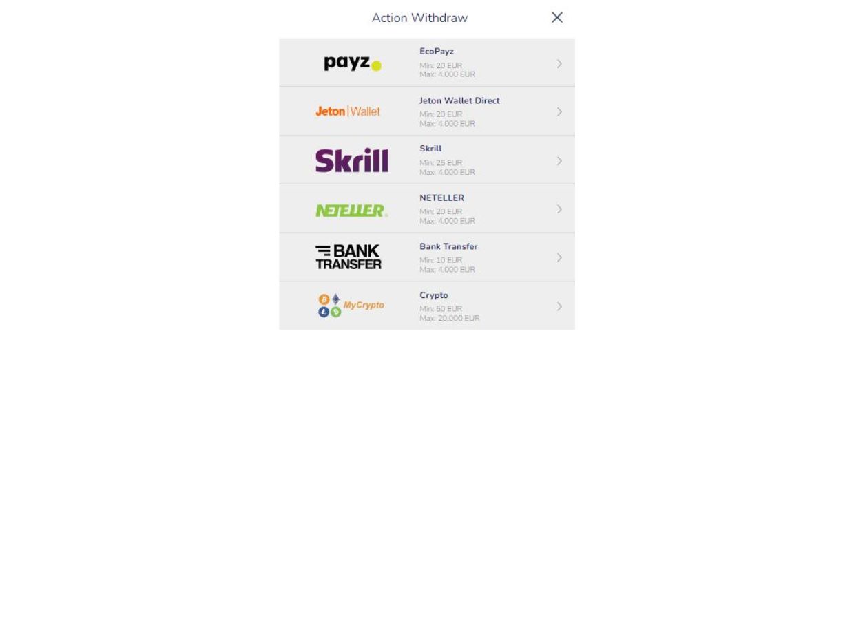 CasinoMega Mobile Withdrawal Screen