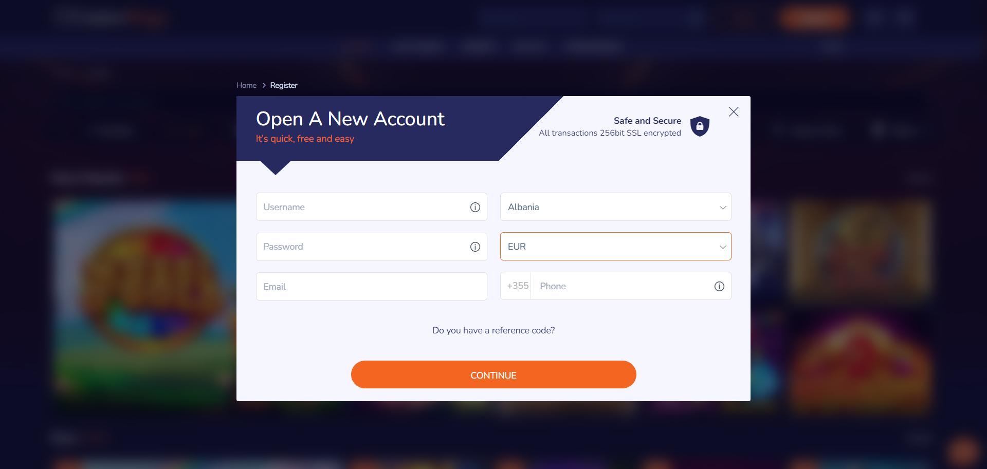 CasinoMega Registration Process