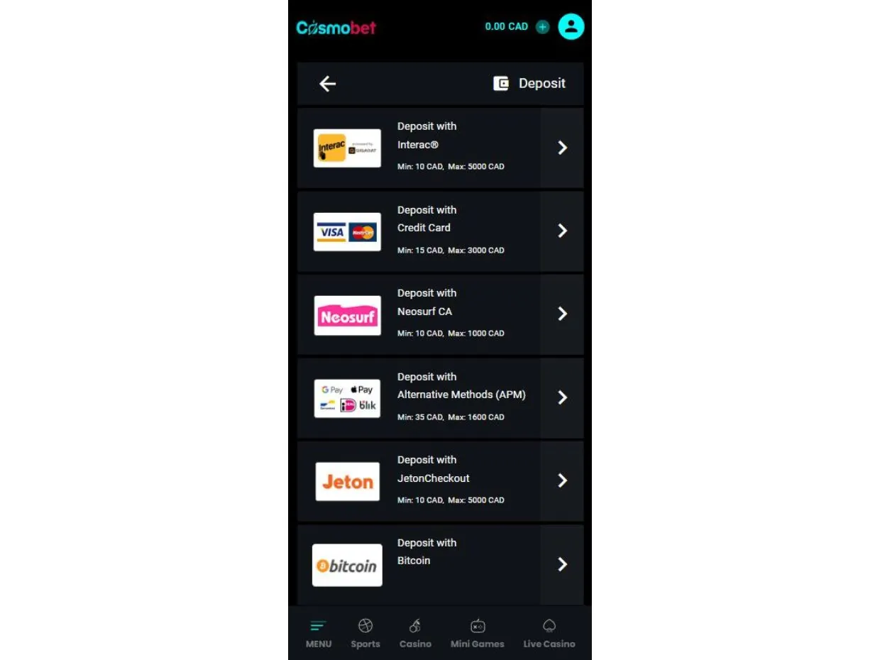 CosmoBet Mobile Deposit How To Deposit On CosmoBet Mobile