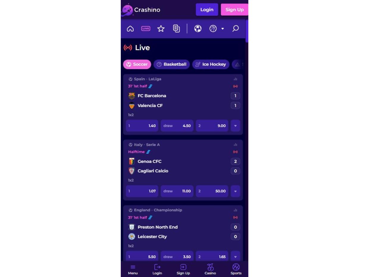 Mobile Live Betting Crashino
