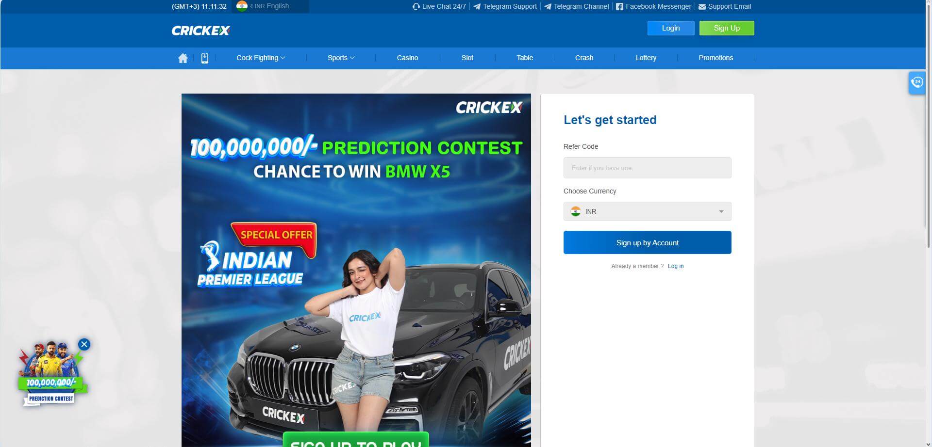 Register for Crickex Account