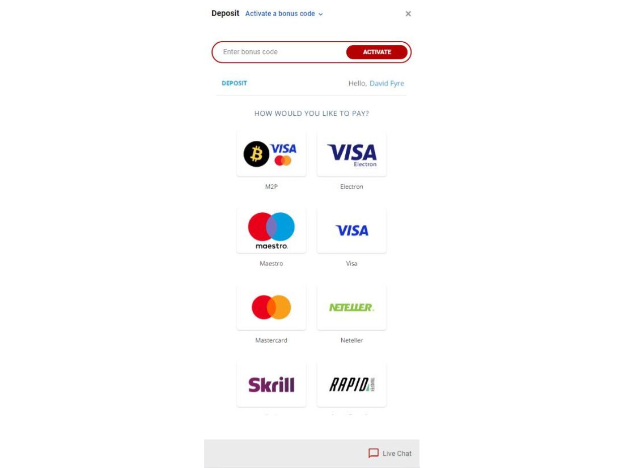 DachBet Mobile Website Deposit Methods