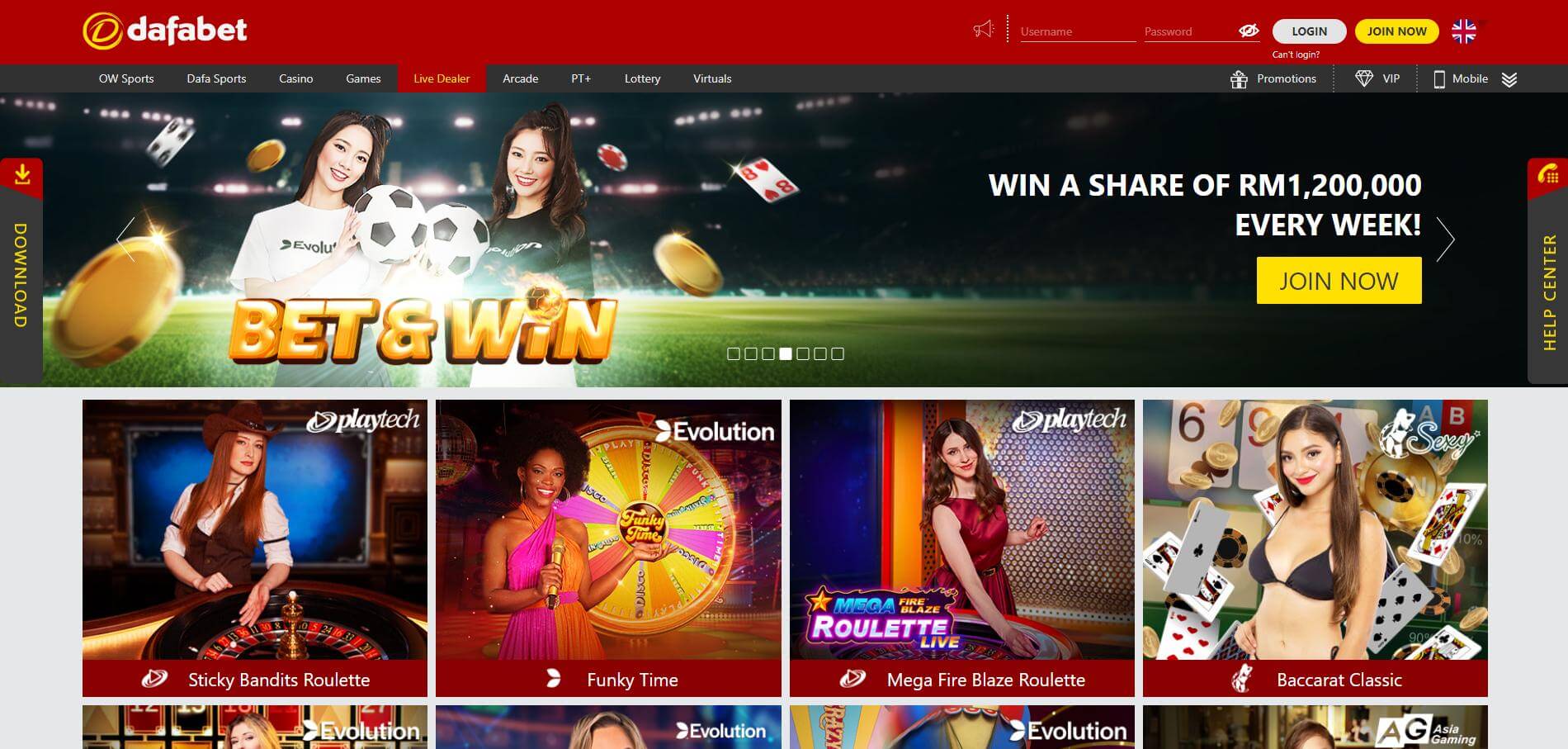 Dafabet Casino Live Screen