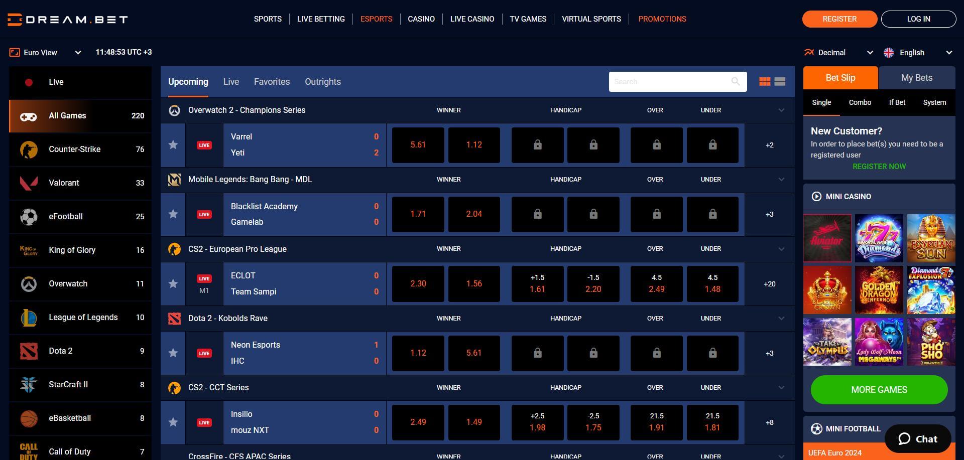 DreamBet Esports Page DreamBet Esports Screen