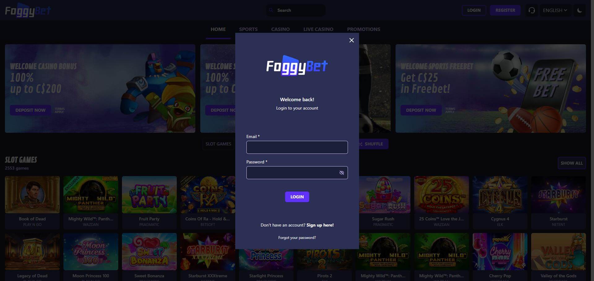 Login to Your FoggyBet Account