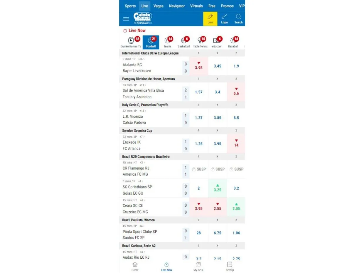 GuineeGames Mobile Live Betting Experience Live Betting with GuineeGames Mobile App