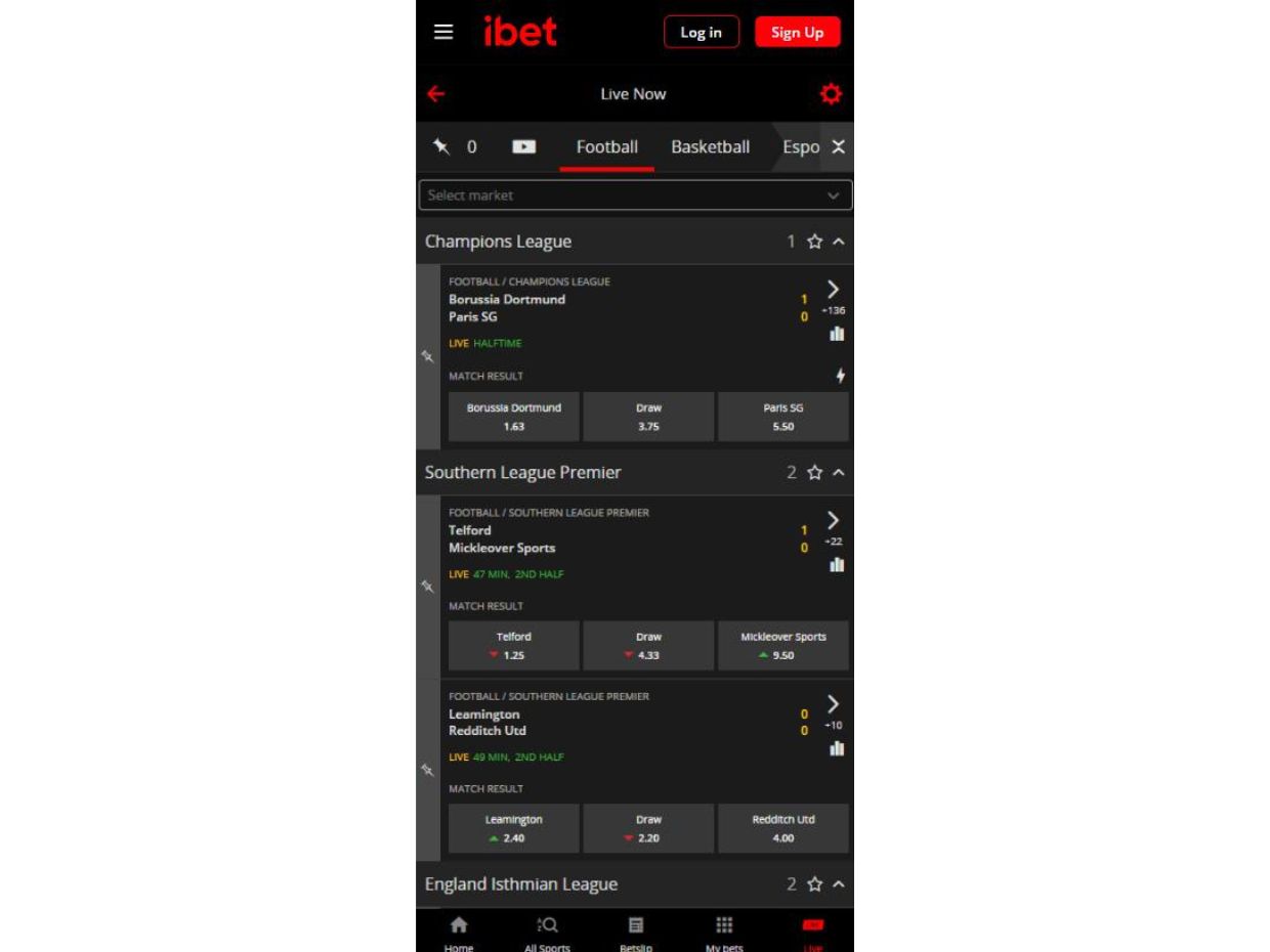 iBet Mobile Live Betting Live Betting Options On iBet Mobile