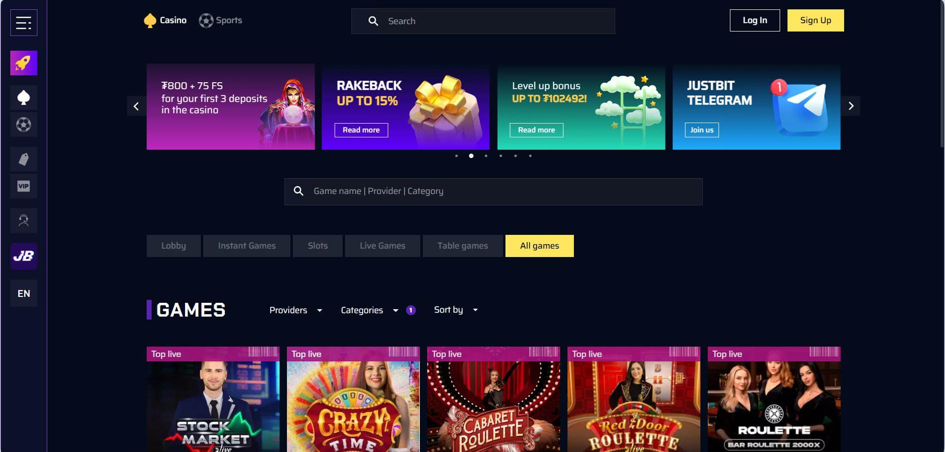 Live Casino Games at JustBit Casino