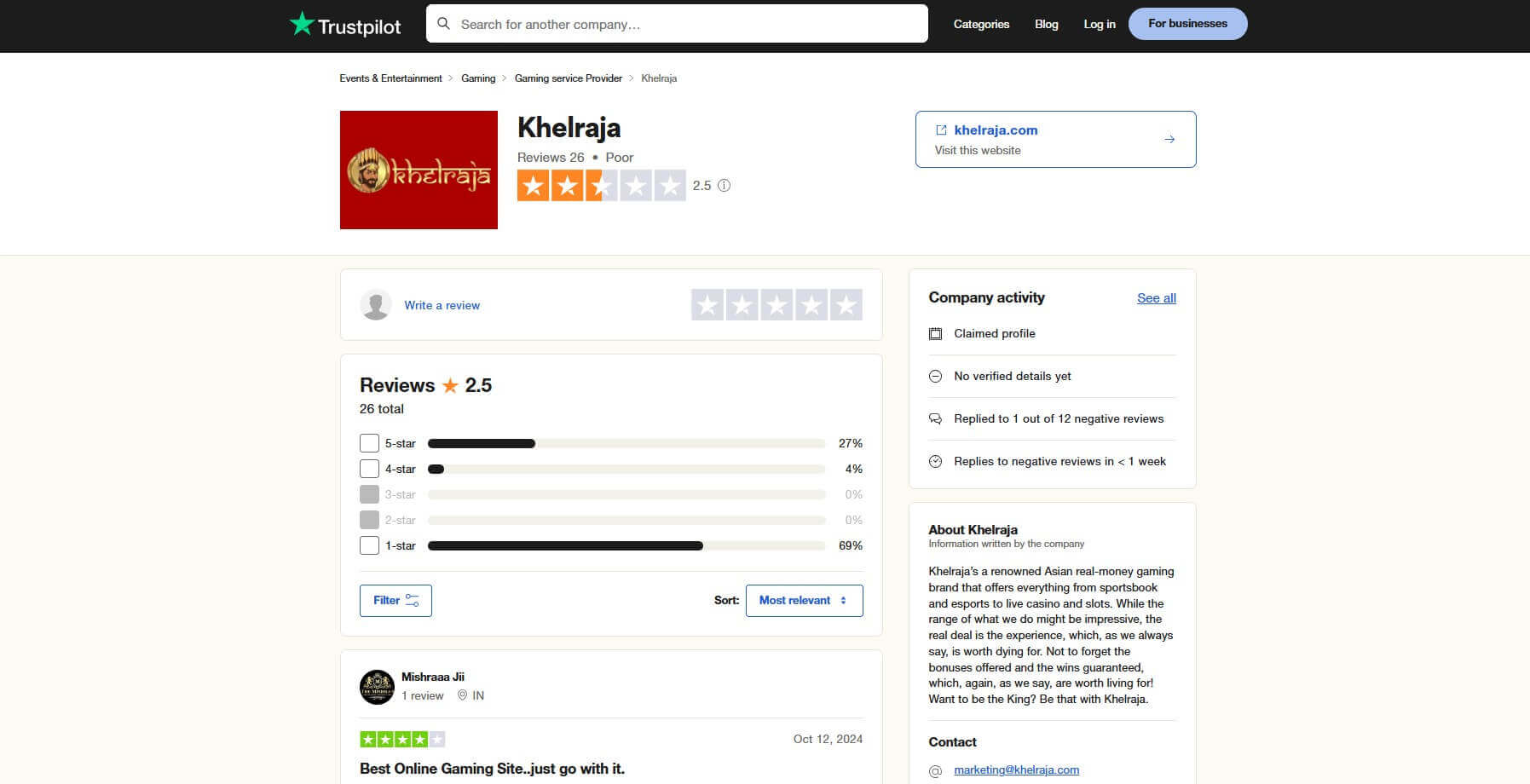 Trustpilot Reviews Khelraja