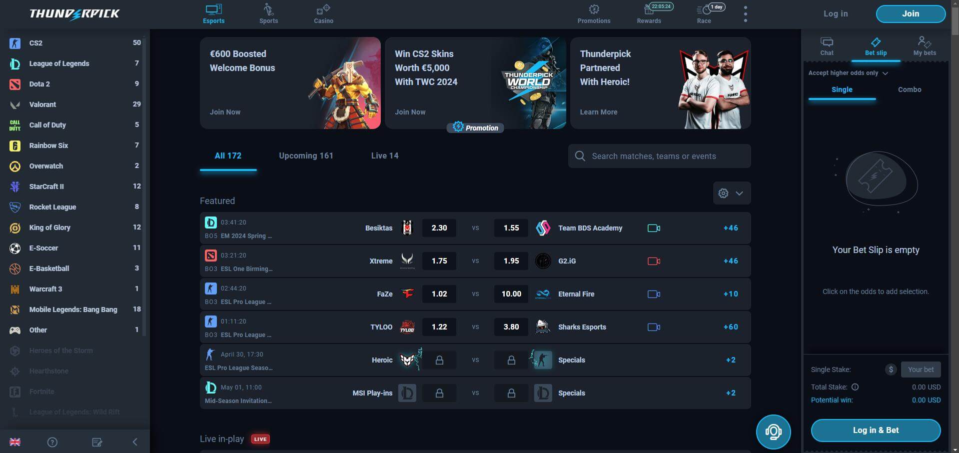 Thunderpick Esports Betting Esports Betting Options on Thunderpick