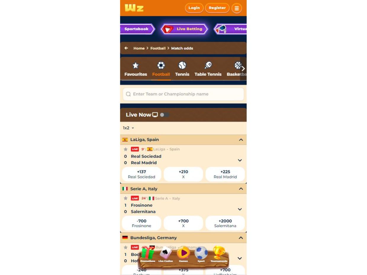 Wazamba Mobile Live Betting Wazamba Live Betting on Mobile