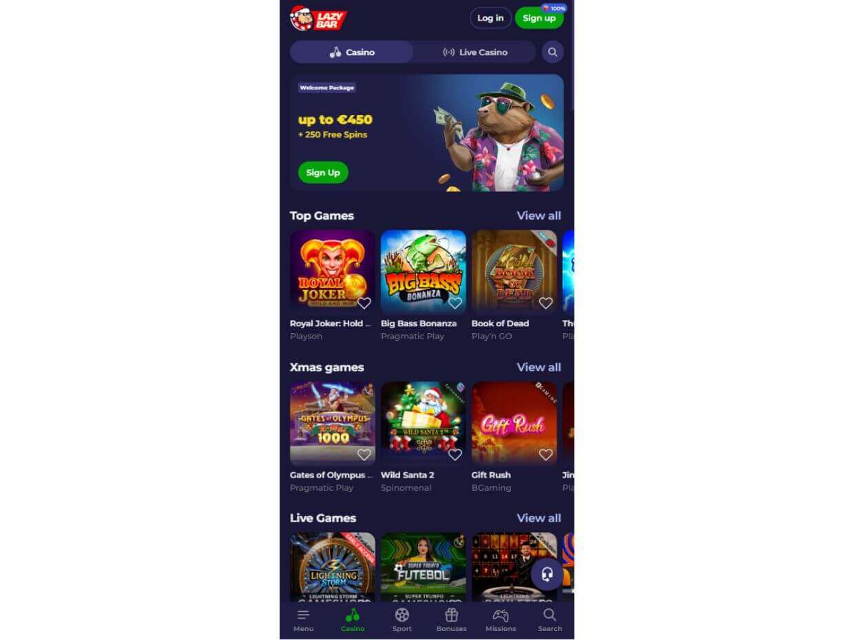 Mobile Casino Lazybar