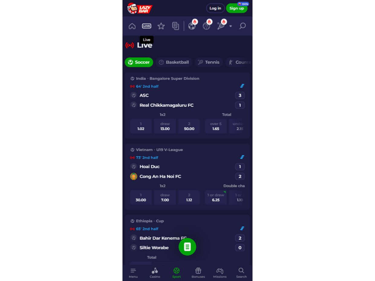 Mobile Live Betting Lazybar