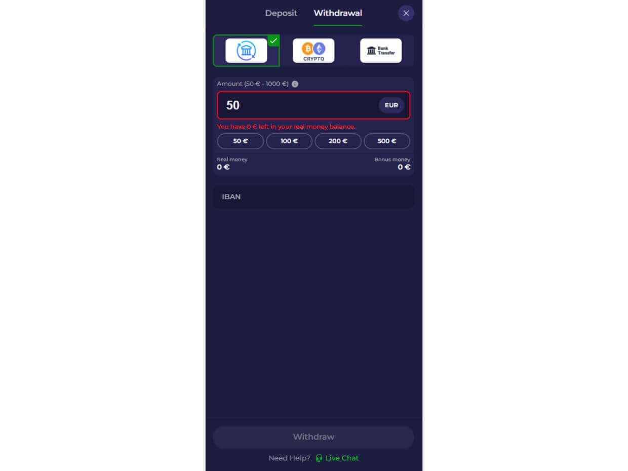 Mobile Withdrawal Lazybar